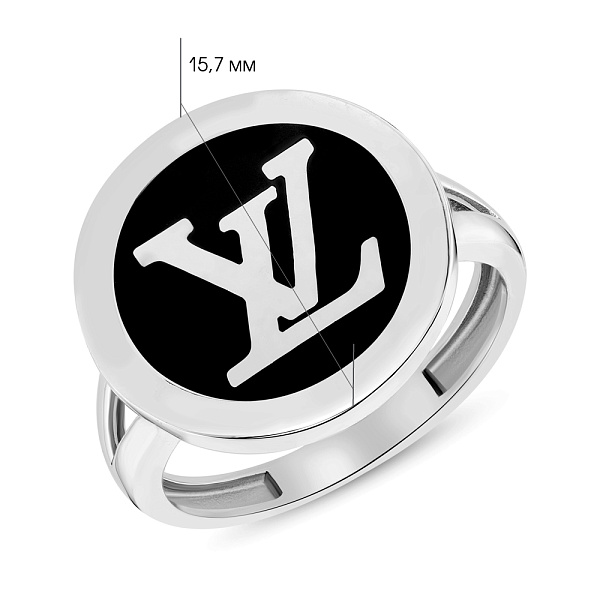 Кольцо из белого золота с эмалью (арт. 155176беч) – изображение 2