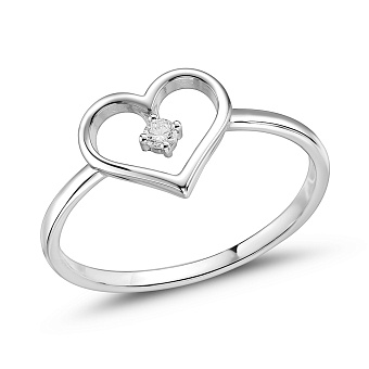 Фото Каблучка з білого золота з діамантом (арт. К011707б)