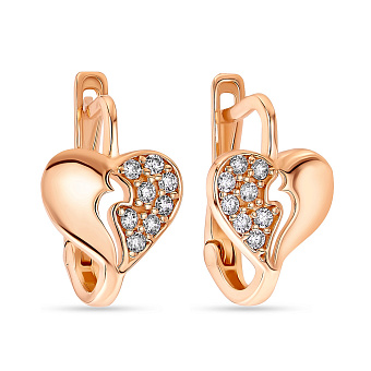 Дитячі золоті сережки «Сердечка» з фіанітами (арт. 107897)
