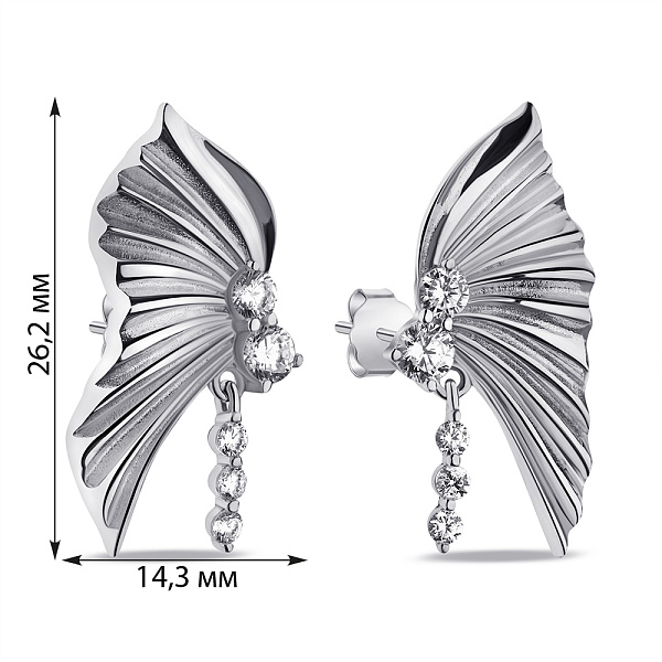 Серебряные серьги-пусеты с фианитами (арт. 7518/6930) – изображение 2