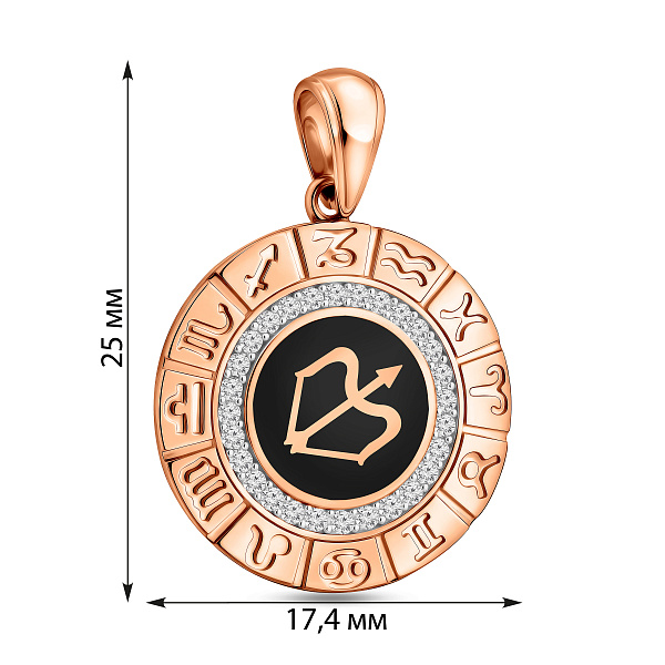 Золотой подвес "Стрелец" с фианитами и эмалью (арт. 440681ечст) – изображение 5