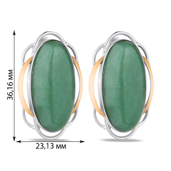 Серьги серебряные с нефритом (арт. 7202/307нфрсп) – изображение 2