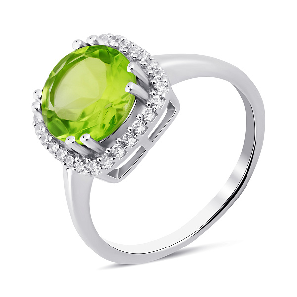 Серебряное кольцо с хризолитом и фианитом (арт. 7501/2194149Хрз) – изображение 1