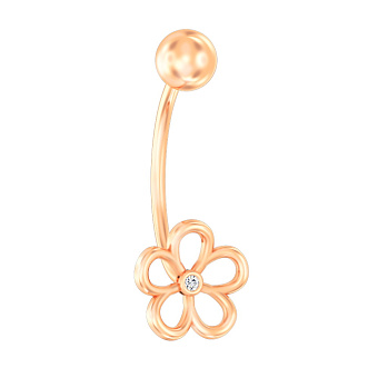 Фото Золота сережка-пірсинг для пупка з фіанітом (арт. 360086)