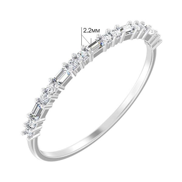 Тонкое кольцо из белого золота с бриллиантами (арт. К011375020б) – изображение 3