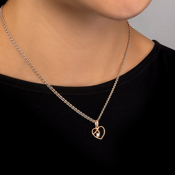 Підвіска з червоного золота Два серця з фіанітом (арт. 440559) – зображення 2