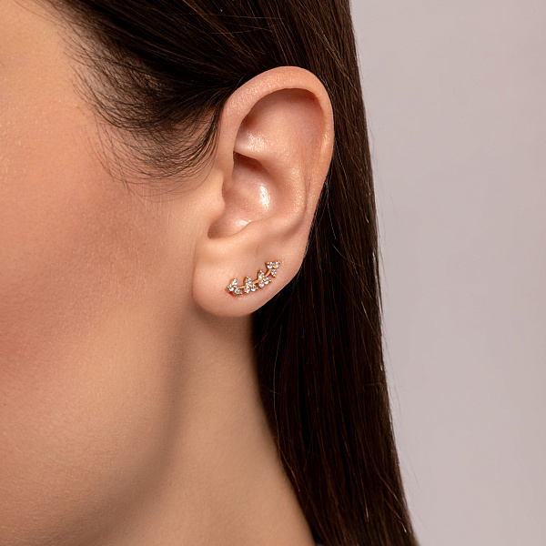 Золотые серьги клаймберы с фианитами (арт. 110171) – изображение 2