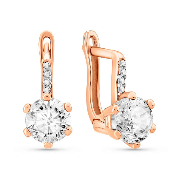 Серьги из красного золота с фианитами (арт. 104090) – изображение 1