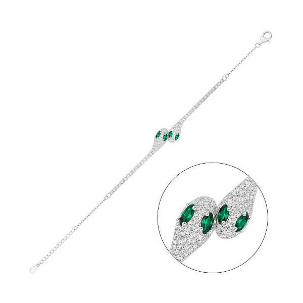 Срібний браслет Змія з альпінітами (арт. 7509/5397аз) – зображення 1