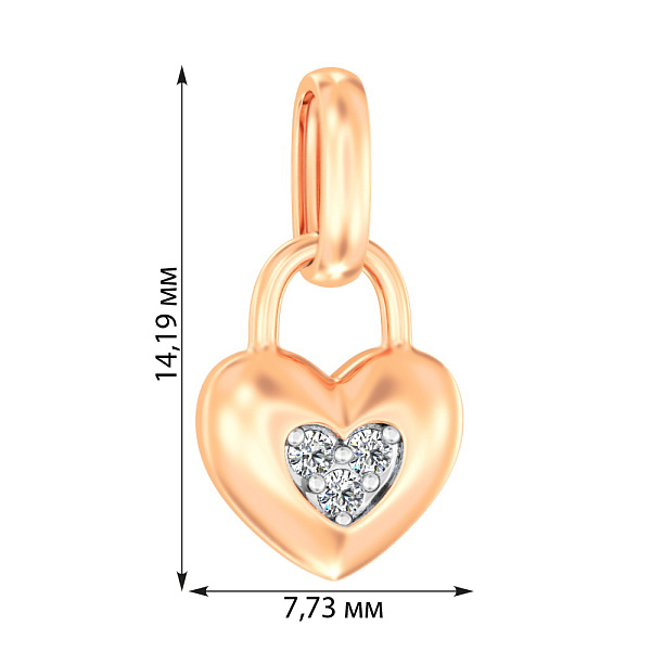 Золотая подвеска «Сердечко» с фианитами (арт. 440554) – изображение 2