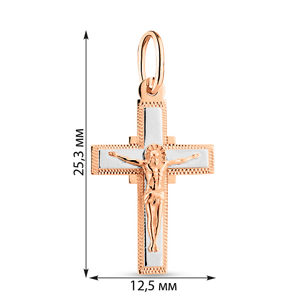 Хрестик з червоного і білого золота (арт. 740050Д) – зображення 2