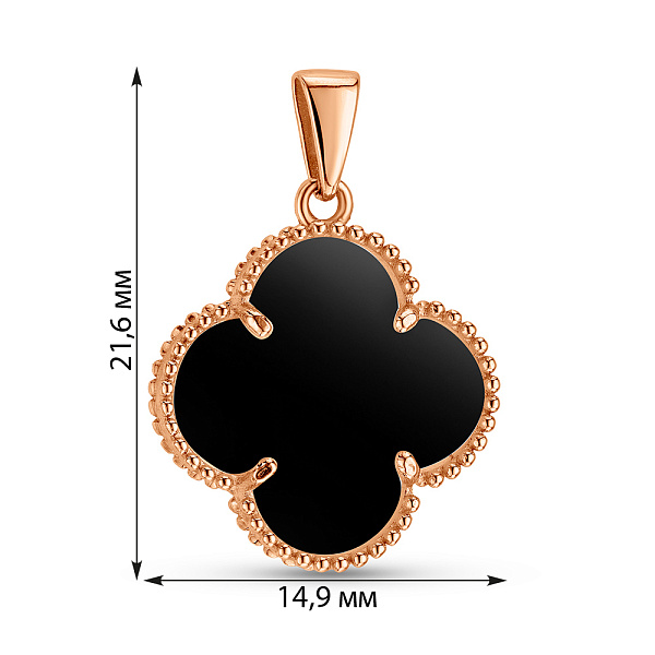 Золотой подвес "Клевер" с ониксом (арт. 422914/15о) – изображение 2