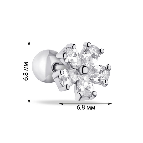 Серебряная моносерьга Цветок с фианитами (арт. 7518/6584я) – изображение 2