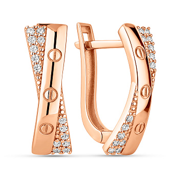 Фото Серьги из красного золота с фианитами (арт. 1092138)