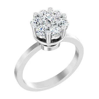 Каблучка золота в білому кольорі металу з діамантами (арт. К011442070б)