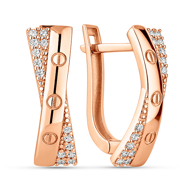 Серьги из красного золота с фианитами (арт. 1092138) – изображение 1