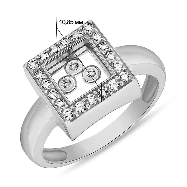 Каблучка з білого золота Квадрат з фіанітами (арт. 150715б) – зображення 2