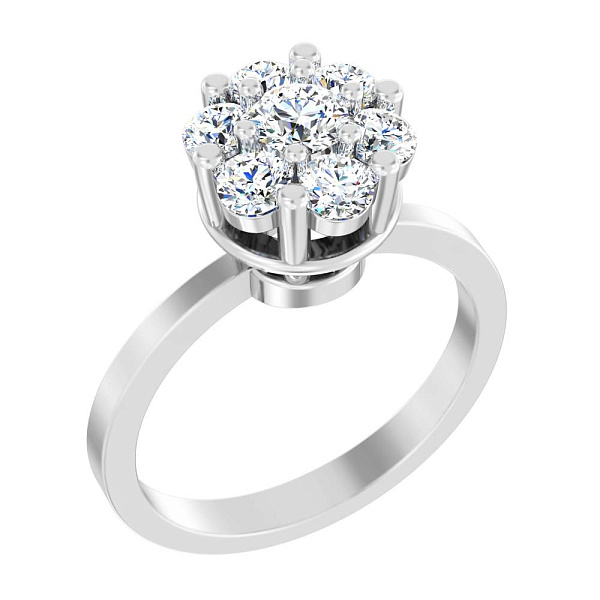 Каблучка золота в білому кольорі металу з діамантами (арт. К011442070б) – зображення 1