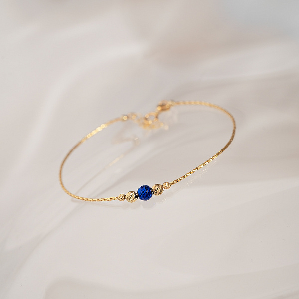 Золотой браслет Orbit с синей бусинкой (арт. 324942жс) – изображение 3