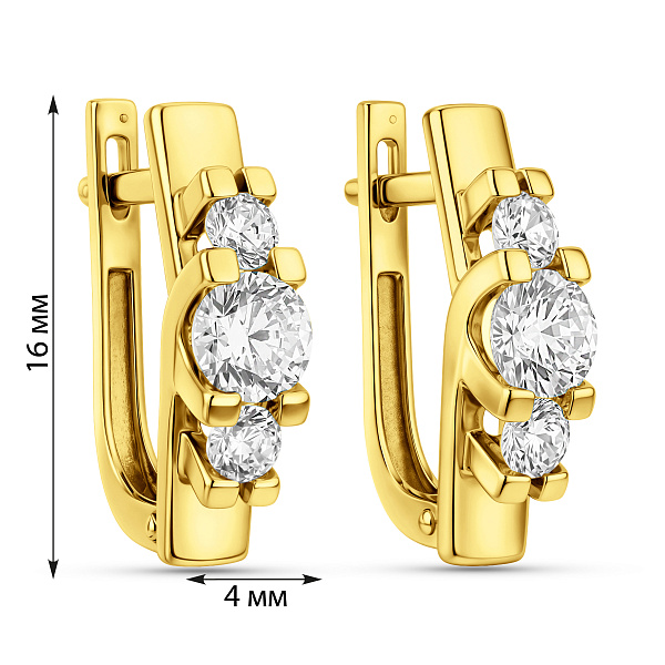 Серьги из желтого золота с фианитами (арт. 117400ж) – изображение 2