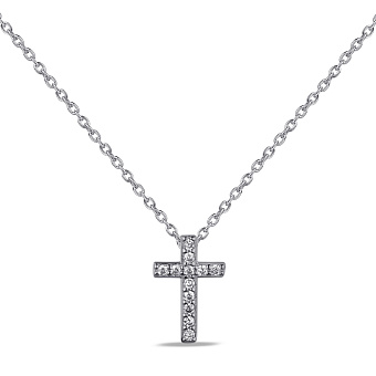 Фото Серебряное колье Крестик с фианитами (арт. 7507/2133)