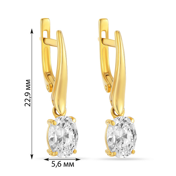 Серьги-подвески из желтого золота с фианитами (арт. 110221ж) – изображение 2