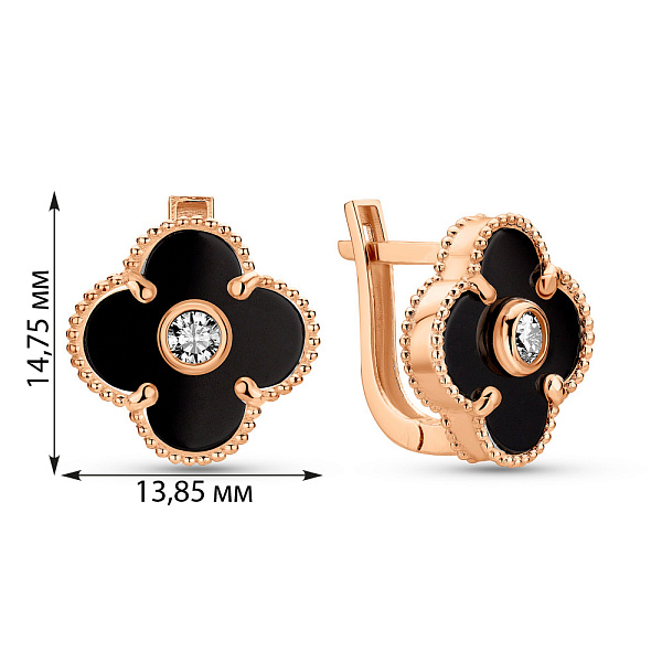 Золоті сережки Конюшина з оніксом (арт. 1091382/15о) – зображення 4