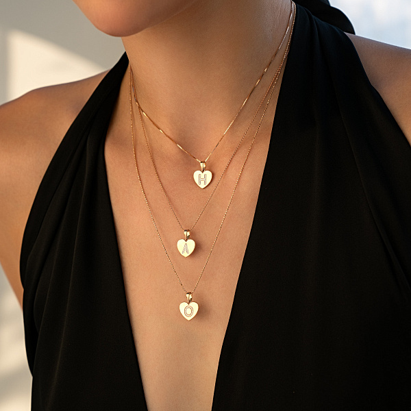 Золотой подвес Буква Н с фианитами (арт. 440978) – изображение 2