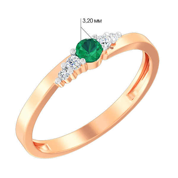 Золота каблучка зі смарагдом і діамантами (арт. К011064и) – зображення 6