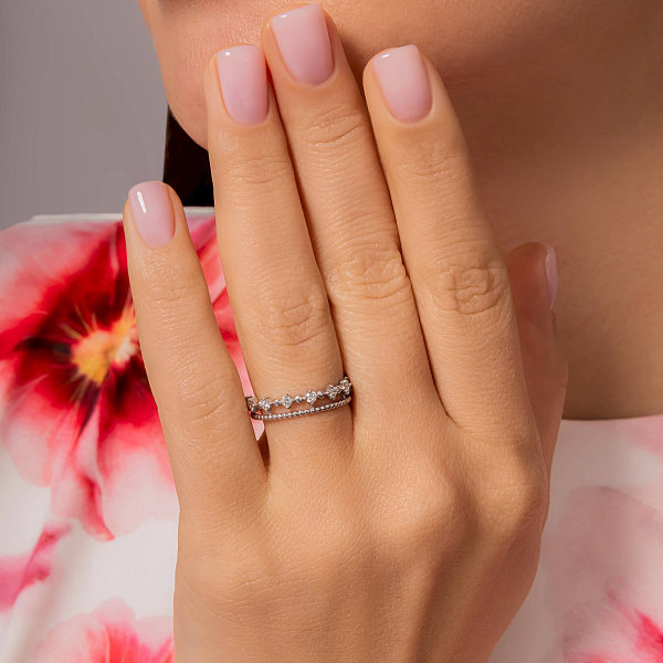 Золота каблучка з діамантами (арт. К011598030б) – зображення 2