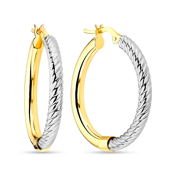 Сережки-кільця з комбінованого золота (арт. 108202/20жб) – зображення 1