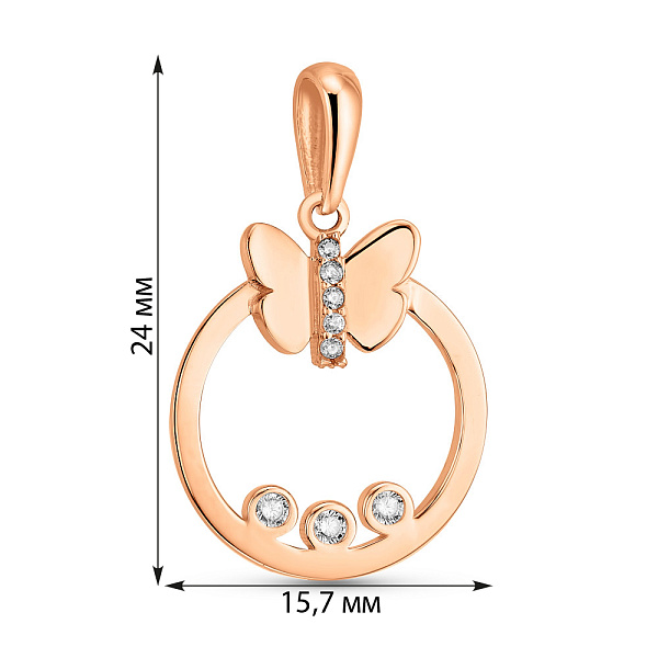 Золотой подвес с бабочкой и фианитами (арт. 424716) – изображение 2