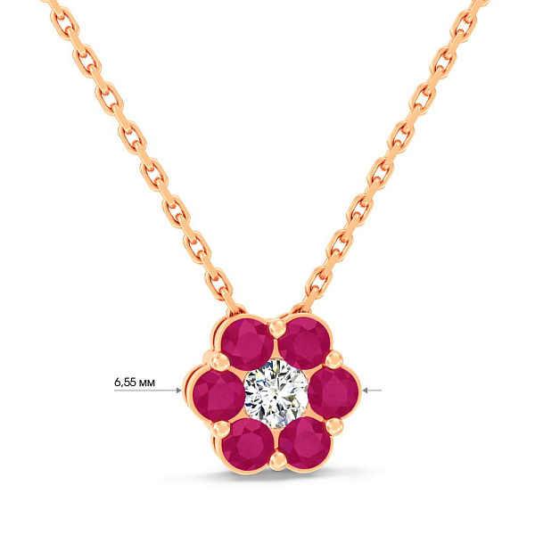 Золоте кольє з рубінами і діамантом (арт. Ц011634р) – зображення 2