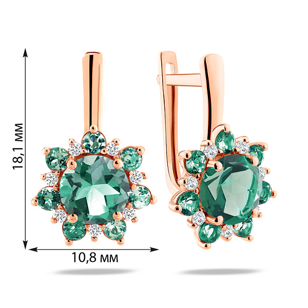 Золотые серьги с кварцем и фианитами (арт. 111244Пзф) – изображение 4