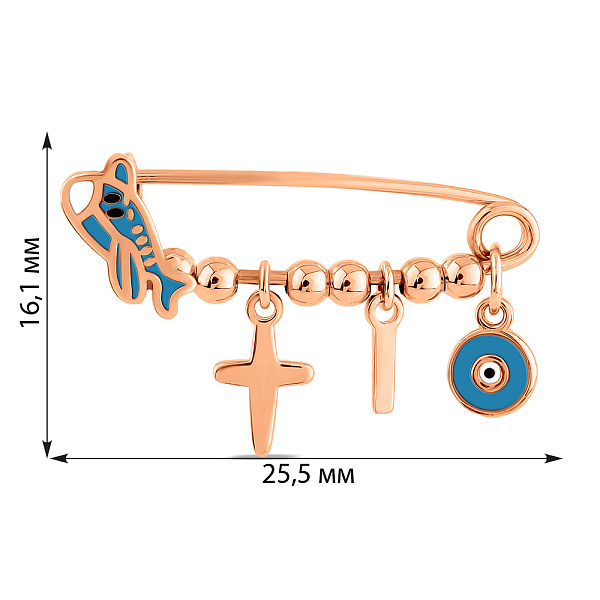 Золотая булавка с подвесками и эмалью (арт. 280234ег) – изображение 2