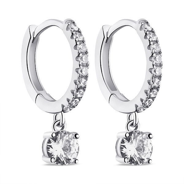 Серебряные серьги-кольца с фианитами (арт. 7502/9051/10) – изображение 1