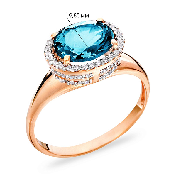 Золотое кольцо с топазом и фианитами (арт. 140470Птг) – изображение 2