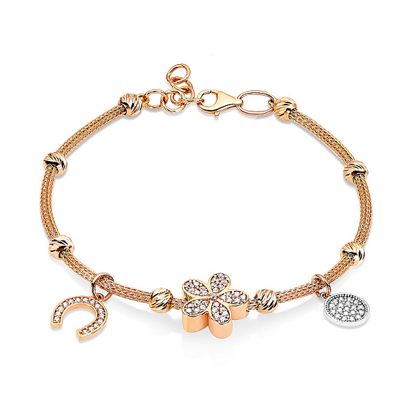 Золотой браслет «Цветок» в красном цвете металла (арт. 325061кбП2) – изображение 1