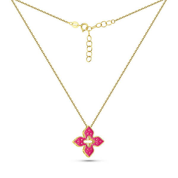 Золотое колье Клевер с эмалью (арт. 352846/15жемлн) – изображение 2