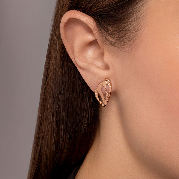 Сережки з червоного золота з алмазною гранню (арт. 108869) – зображення 3