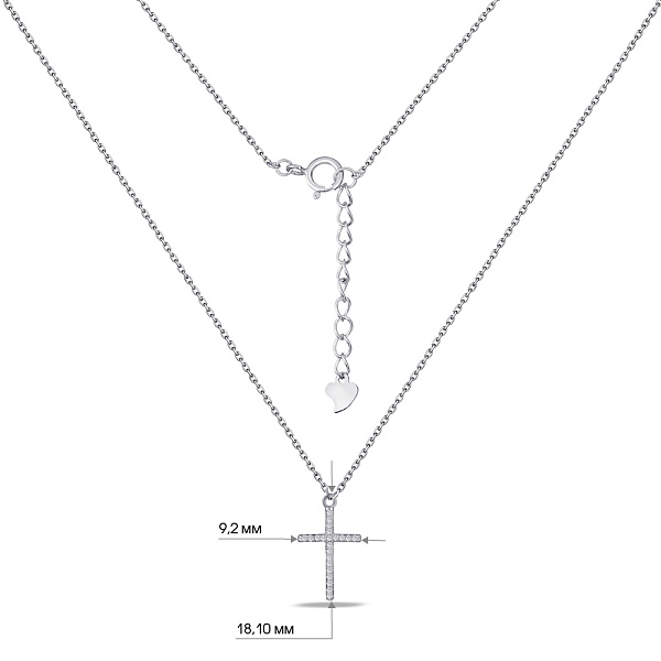Серебряное колье «Крестик» с фианитами (арт. 7507/917) – изображение 3