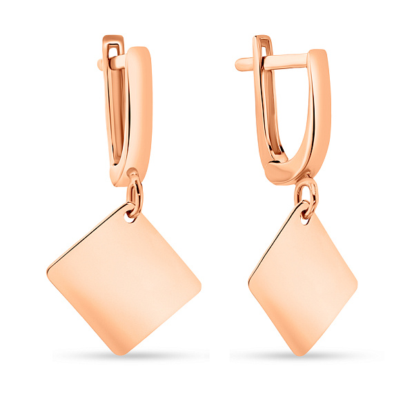 Золотые серьги-подвески в красном цвете металла (арт. 108622) – изображение 1