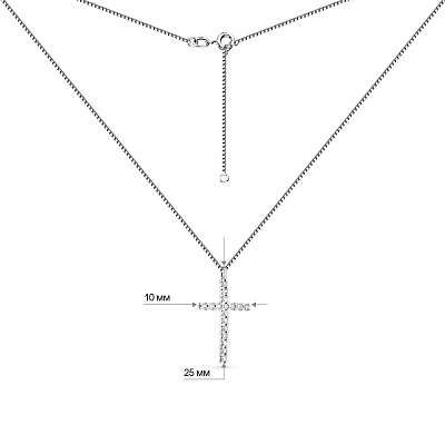 Кольє з білого золота Хрестик з діамантами  (арт. Ц011276020б/2)