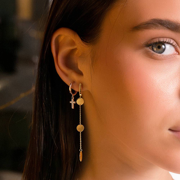 Серьги Крестики из золота с фианитами (арт. 110977) – изображение 4