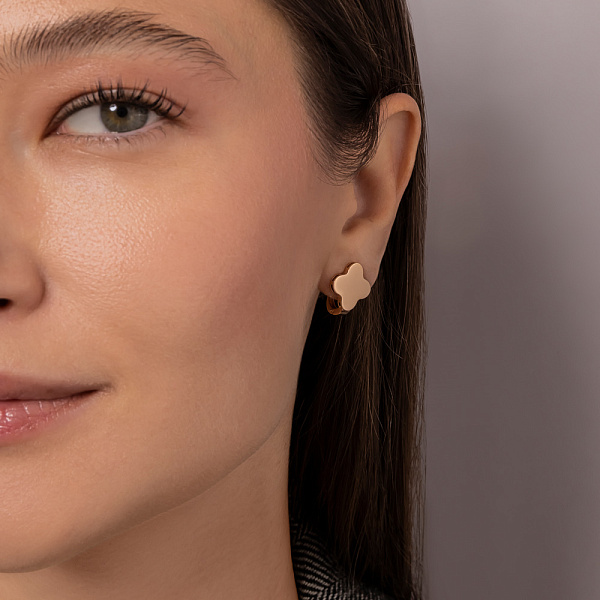 Сережки з червоного золота Конюшина без каміння (арт. 111174) – зображення 3