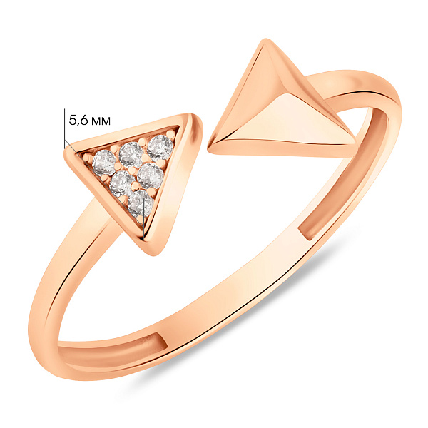 Незамкнутое золотое кольцо с фианитами (арт. 155859) – изображение 4