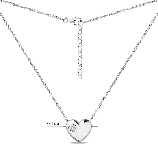 Серебряное колье Сердце с фианитами (арт. 7507/1639) – изображение 3