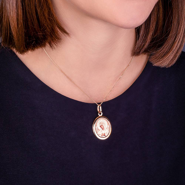 Золота ладанка Божа Матір «Семистрільна» (арт. 420107С) – зображення 2