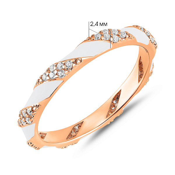 Золота каблучка з емаллю і фіанітами (арт. 1401111еб) – зображення 5