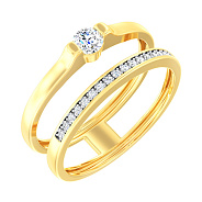 Двойное кольцо из золота с фианитами (арт. 140775ж)